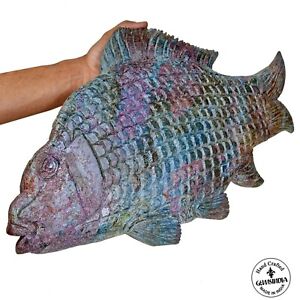 8.85 Kilos Hand Carved Ruby Kyanite Fish Crystal Gemstone Animal Figurine 13.75"