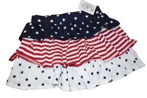 k3 NWT The Children's Place Girls 5/6 American Flag USA Knit Skirt Skort Shorts - Picture 1 of 3