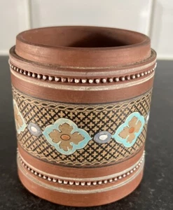 Antique Prattware Terracotta Pot Good Condition H9cm W9cm Rare - Foto 1 di 7