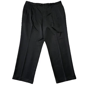 Ralph Ralph Lauren Mens Dress Pants 40x30 Black Polyester Pleated Cuffed - Picture 1 of 15