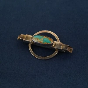 Signed R.A. Jazz Navajo Turquoise & Sterling Silver Brooch - Free Shipping USA - Picture 1 of 8