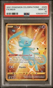 PSA 10 GEM MINT Mew 025/025 Gold Full Art Celebrations 2021 Pokemon - Picture 1 of 1