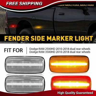 Luces de señalización laterales dobles LED ámbar y rojo 4 piezas para Dodge Ram 2500 3500 2010-2018 Foto 1 de 4