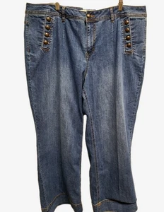 Cato Est 1946 Denim Jeans Damen Übergröße 20W hoher Bund weites Bein Stretch Y2K neu mit Etikett - Bild 1 von 16