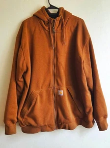 Men's Carhartt Rain Defender Hoodie Full Zip XL Extra Large Workwear Brown Heavy - Picture 1 of 10