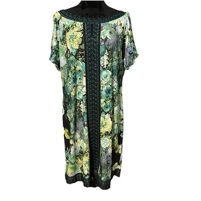 Vestido Mujer Beige by ECI 18W Amarillo Teal Floral Embellecido Elastizado Tejido Nuevo con Etiquetas Foto 1 de 4