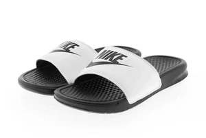 Nike Benassi JDI Swoosh Slides Sandalias Zapatilla Blanco Negro Talla 13 343880-100 - Imagen 1 de 6