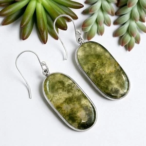 Ohrringe Moosachat massiv 925 Sterling Silber - Bild 1 von 2