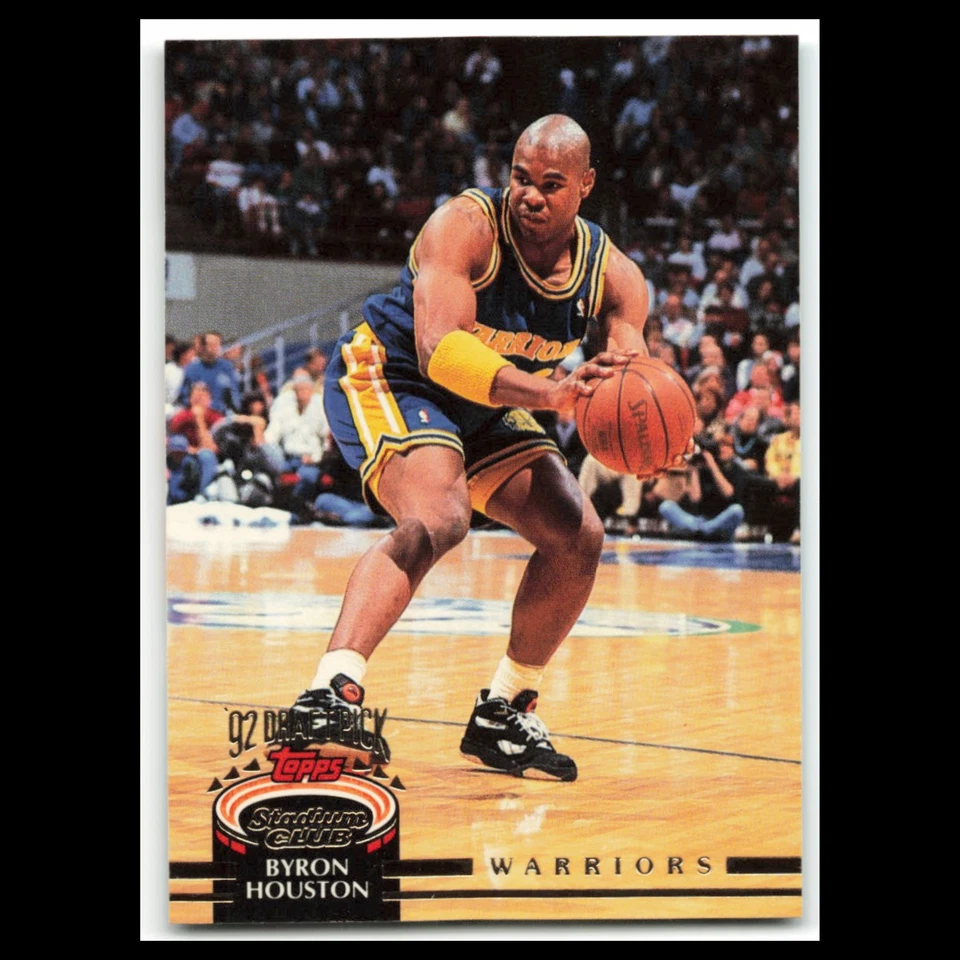 Byron Houston Rookie #350 1992 Topps Stadium Club Golden State Warriors Card NBA - Image 1 of 3