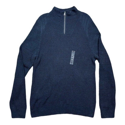 INC International Concepts Mens Pullover Sweater Blue 1/4 Zip Ribbed 2XL New - Image 1 of 4