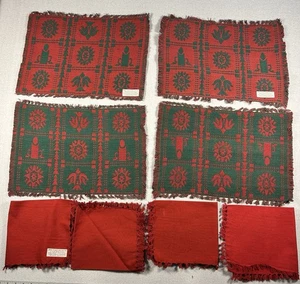 Vintage Wende Weihnachten Gobelin Tischsets Servietten Set Grün Rot NEU - Bild 1 von 9