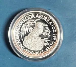 2015 PERTH MINT 25TH ANNIVERSARY 1OZ KOOKABURRA HIGH RELIEF SILVER PROOF COIN - Picture 1 of 5