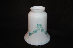 Antique  MILK  GLASS HAND PAINTED  Hanging Light  Shade 2 1/4 " Fitter - Picture 1 of 4