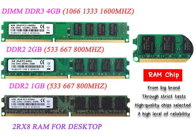 LOT 2GB 4GB 8GB DDR2-5300 6400U 667 800 DDR3-1600 Mhz Desktop Memory DIMM RAM*&) - Image 1 of 4