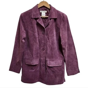 Jessica Holbrook Jacke Damen S lila Wildleder Mantel Knopfleiste gefüttert Taschen - Bild 1 von 8