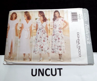 BUTTERICK Donna Ricco Pattern 4435 Misses Plus Size 18-22 Tie Back Lined Dress - Image 1 of 4