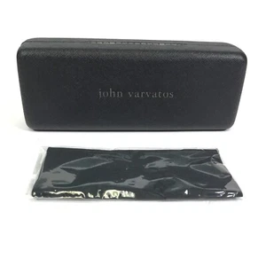 John Varvatos Eyeglasses Case and Cloth Black Clamshell Hard Rectangular