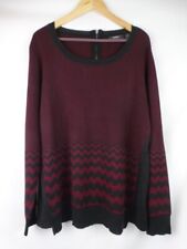 Verve Ami Sweater Plus Size 2X Burgundy Black Chevron Long Sleeve Knit Top