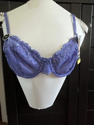 Apt 9 Intimates 胸罩 36B 浅紫色花卉花边 Demi 钢圈全新带标签! — 第 1/4 张图片