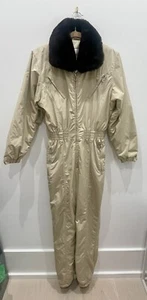 Traje de esquí vintage BOGNER hecho en EE. UU. para mujer talla 8 traje de nieve de piel natural cremallera de colección - Imagen 1 de 13