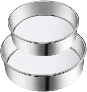 Paquete de 2 coladores de malla fina tamiz de harina de acero inoxidable para hornear, 6 y 8 pulgadas - Imagen 1 de 2