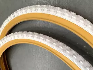 PAIR(2pcs) BICYCLE TIRES 24" X 1.75 WHITE/GUM WALL DURO COMP BMX BIKES - Picture 1 of 2