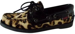 Sebago Womens Sz 5 SPINNAKER Leopard Black  DOCKSIDES Boat Shoes B500060 brcs3 - Picture 1 of 4
