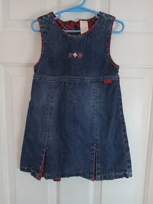 Vestido jersey vaquero azul a cuadros Izod para niñas pequeñas talla 4T sin mangas Foto 1 de 4