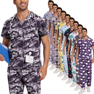 NiaaHinn Printed Scrub Set Men Women Medical Nurse Uniform Lightweight Quick-Dry - Picture 1 of 39
