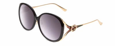 Gucci GG0226SK Womens Oval Designer Sunglasses in Black/Gold/Gray Gradient  60mm - Image 1 of 3