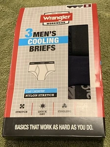 Wrangler Men's Cooling Briefs SMALL 28-30 Nylon Stretch 3 PACK Black Gray Navy - Imagen 1 de 8