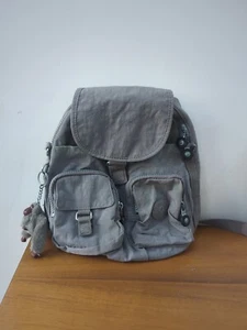 Kipling Lovebug Travel Small Backpack Gray/Green With Monkey Keychain - Picture 1 of 13