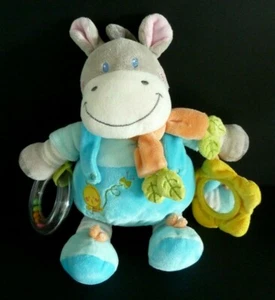 *. DOUDOU NICOTOY VETIR ZEBRE ANE CHEVAL BLEU oiseau miroir anneau à billes TTBE - Picture 1 of 4