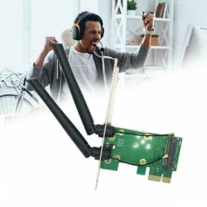 Wireless Wifi Network Card Mini PCI-E To PCI-E 1x Desktop S7C5 + Adapter P6G5 - Picture 1 of 9