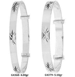 925 Sterling Silver Solid Childs Baby Expandible Fancy Patterned Bangle NUEVO - Imagen 1 de 13