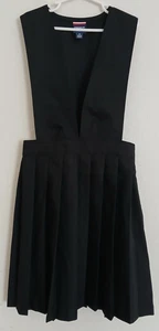 French Toast Girls Black Uniform V Neck Pleated Jumper Dress Size 10 - Picture 1 of 13