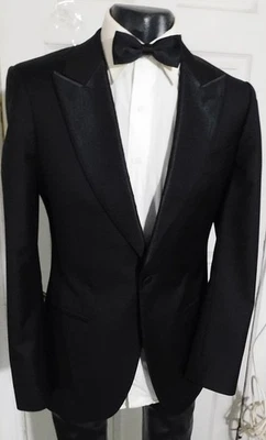 CHAQUETA ESMOQUIN LANA 1 BOTÓN SUITSUPPLY LAZIO SUPER 110'S TALLA 38L NEGRA Foto 1 de 4