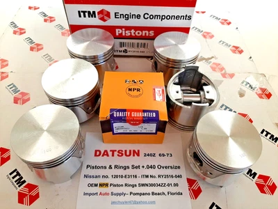 Set of 6 Pistons & Rings +.040 Oversize fits Datsun 240Z 69-73 - Image 1 of 4