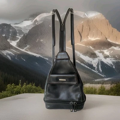 Gloria Vanderbilt Mediano Viaje Cuero Negro Bandolera Bolso Cartera Foto 1 de 4