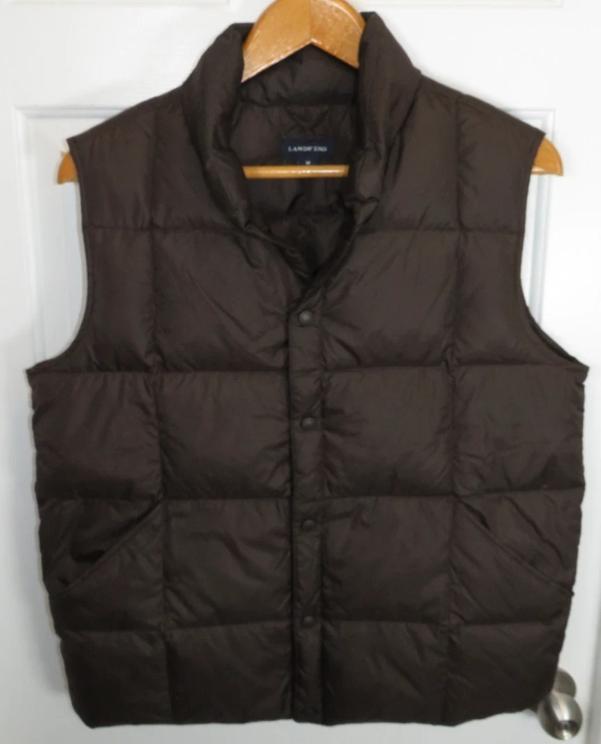 LANDS’ END Down Vest XXL Brown Lands' End Men's Wanderweight Packable Down Vest - Medium - Warm