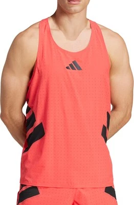adidas Adizero Road To Records Mens Running Vest Red Run Lightweight Tank Top - Image 1 of 4
