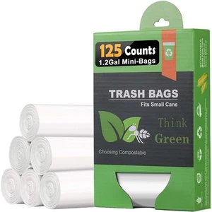 1.2 Gallon Compostable Trash Bags, Small Trash Bags for bathroom office kitch... - Picture 1 of 8