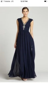 Badgley Mischka Collection NWT Jade Silk Embellished Maxi Gown Black Size 12 New - Picture 1 of 14