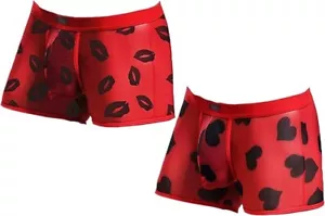 Men's Underwear Sexy Mesh Breathable Boxer Briefs Low Rise Cool Valentines Boxer - Picture 1 of 45