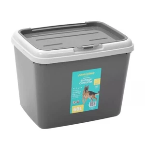 Paws & Claw W/Scoop Pet Dry Food Storer Bin Storage Container 52.5x43cm 60L Grey - Picture 1 of 5