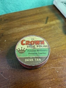 Crown Dark Tan Shoe Polish Tin Vintage Super Wax - Picture 1 of 6