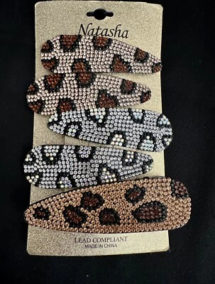 Set Hair Clips Pave Crystal Wild Animal Pattern - Image 1 of 3