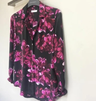 Camisa de seda Adalyn Equipment nueva con etiquetas en negro/Hollyhock Midnight Magnolia XS, S $258 Foto 1 de 4