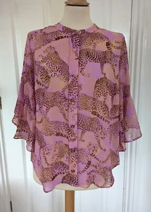 CABI PINK LEOPARD PRINT BLOUSE SMALL EXCELLENT CONDITION - Picture 1 of 7