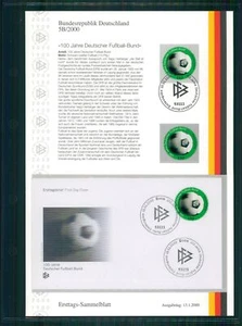 BRD ETSB 2000/05B ERSTTAGS-SAMMELBLATT FUSSBALL FOOTBALL SOCCER 100 JAHRE DFB - Bild 1 von 2